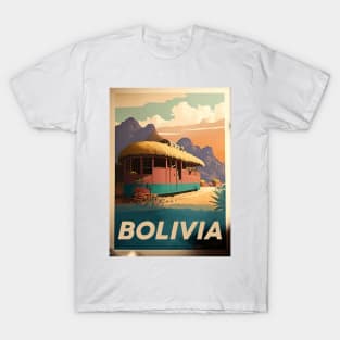 Bolivia Hut Vintage Travel Art Poster T-Shirt